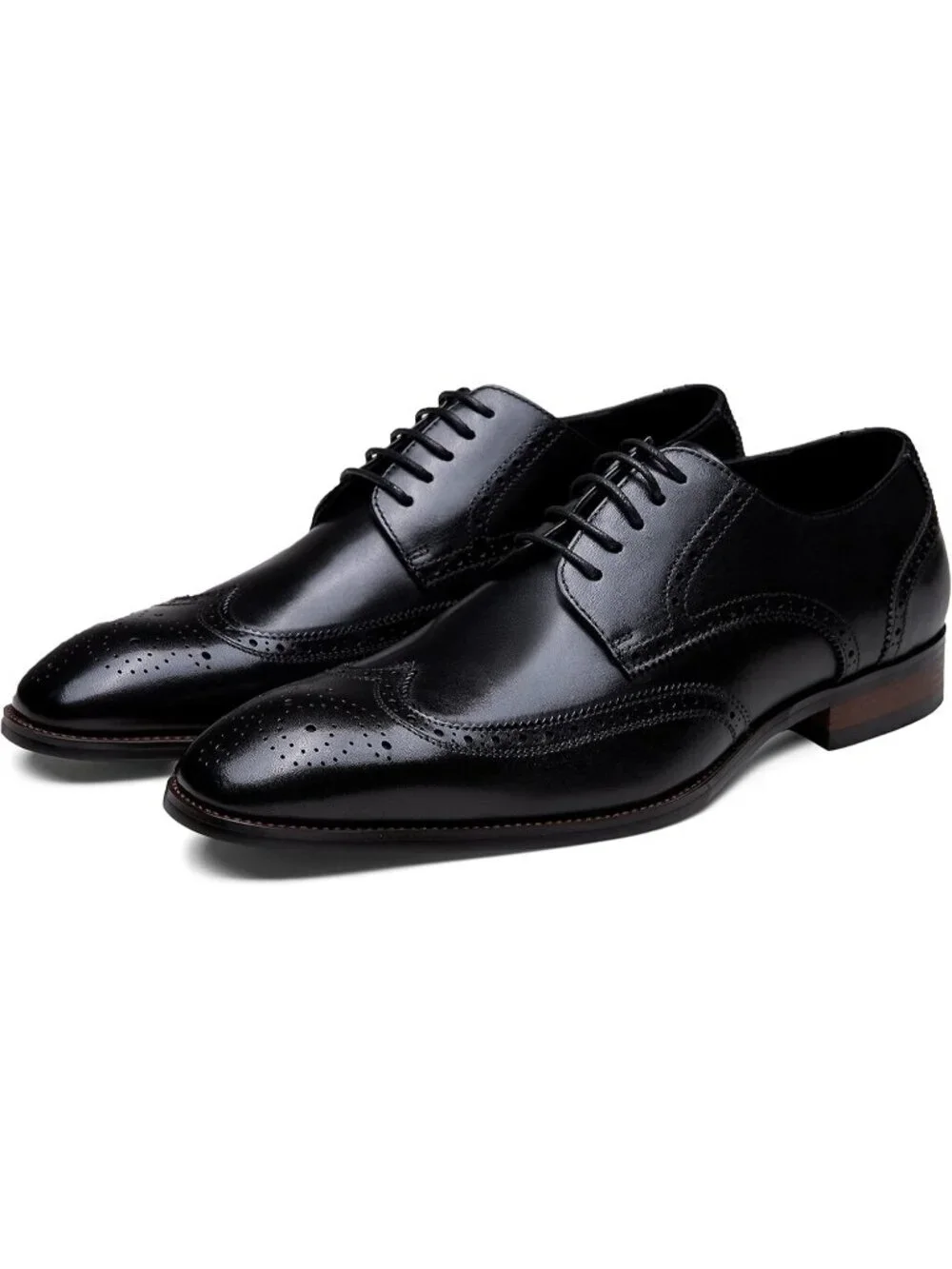 Men's Premium Black Dress Shoes Leather Wingtip Formal Business Oxford Shoes